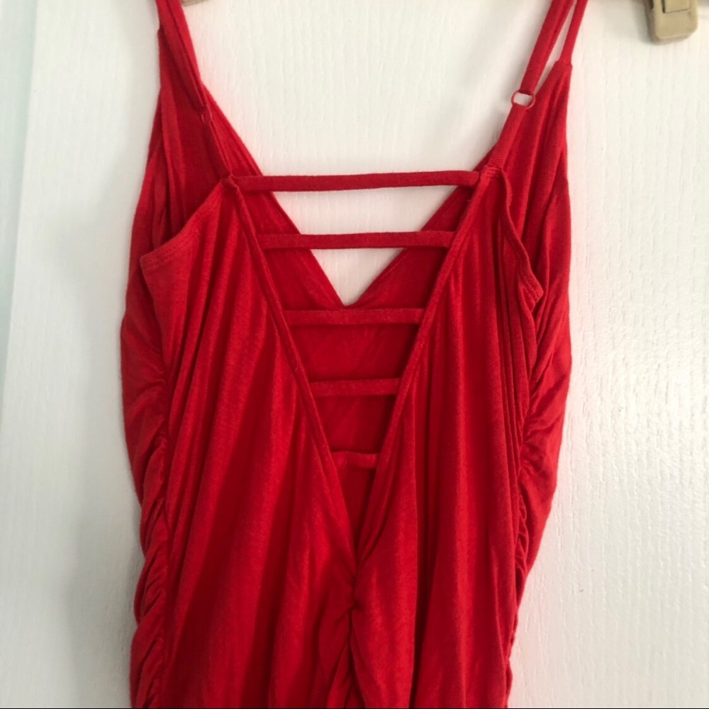Red Ruched Maxi Dress - Picture 4 of 4